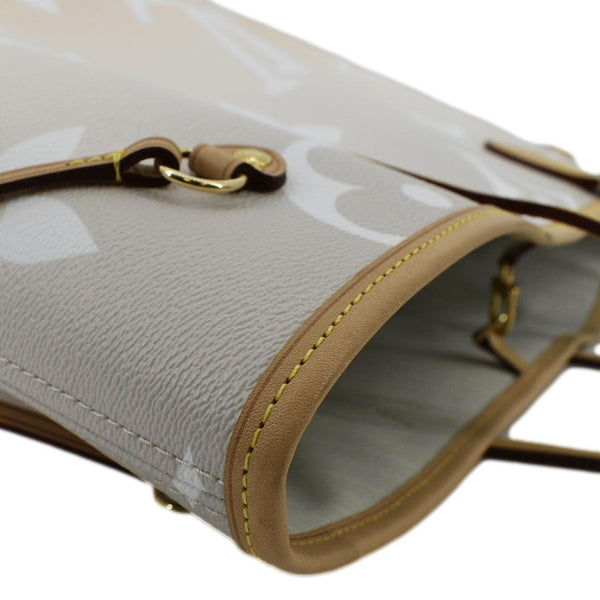 LOUIS VUITTON Neverfull MM Brume Tote Monogram Giant Bag with left side corner view