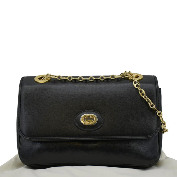 GUCCI Linea Marina Small Chain Leather Shoulder Bag Black 576421