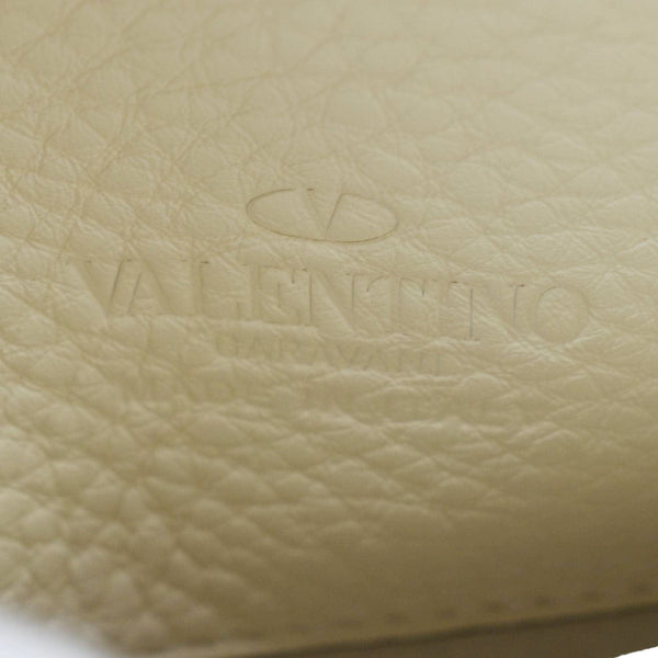 VALENTINO Rockstud Flip Lock Leather Shoulder Bag Off White