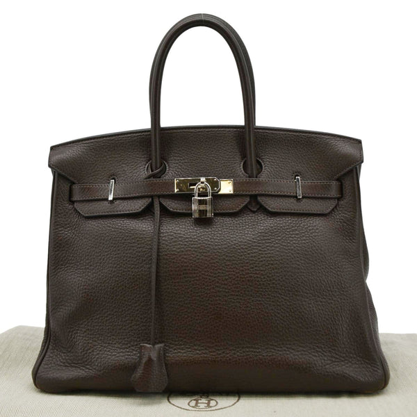 HERMES Birkin 35 Square Togo Leather Tote Bag Brown front look