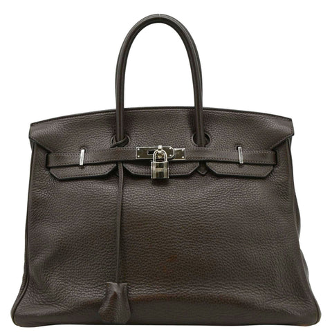 HERMES Birkin 35 Square Togo Leather Tote Bag Brown