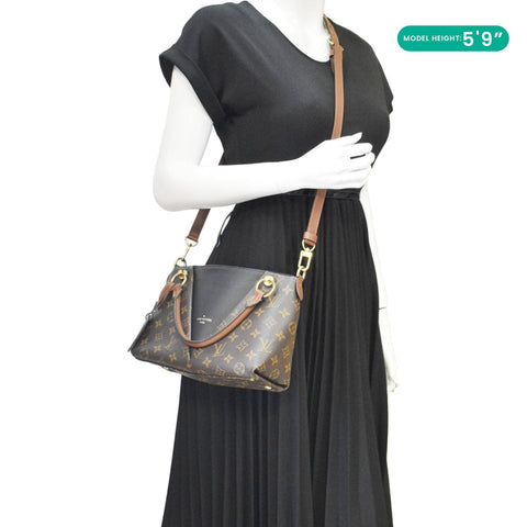 LOUIS VUITTON V BB Monogram Canvas Tote Shoulder Bag Black