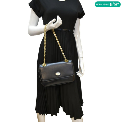 GUCCI Linea Marina Small Chain Leather Shoulder Bag Black 576421