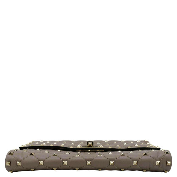 VALENTINO Rockstud Spike Quilted Leather Chain Crossbody Bag Poudre