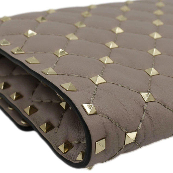 VALENTINO Rockstud Spike Quilted Leather Chain Crossbody Bag Poudre