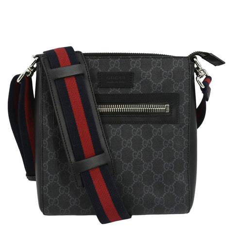GUCCI Small GG Supreme Canvas Messenger Bag Black 523599