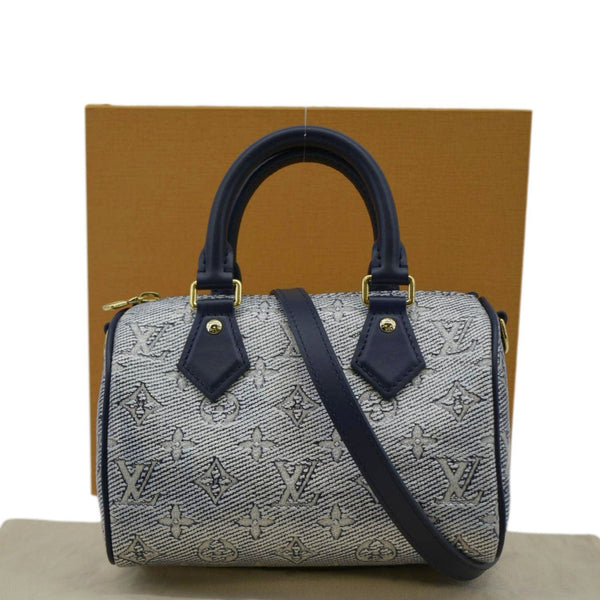 LOUIS VUITTON Monoglam Speedy Bandouliere 20 Jacquard Canvas Shoulder Bag Navy