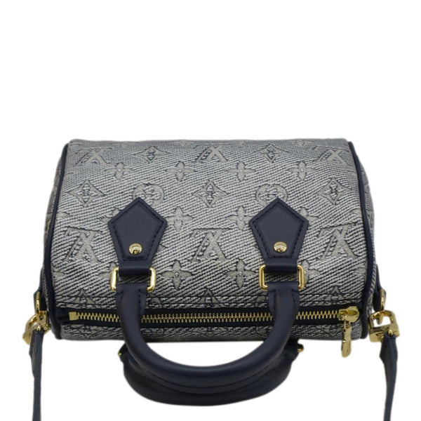 LOUIS VUITTON Monoglam Speedy Bandouliere 20 Jacquard Canvas Shoulder Bag Navy