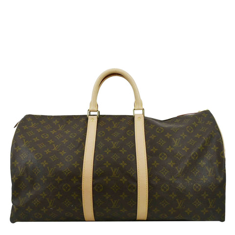 LOUIS VUITTON Vintage Keepall 55 Monogram Canvas Travel Bag Brown