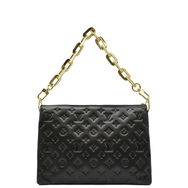 LOUIS VUITTON Coussin MM Monogram Embossed Shoulder Bag Black