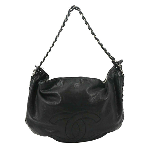 CHANEL Modern Chain Calfskin Leather Hobo Bag Black