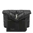 YVES SAINT LAURENT Loulou Small Puffer Leather Pouch Black FRONT LOOK