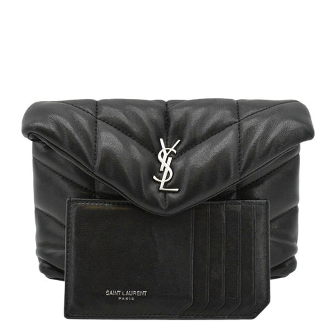 YVES SAINT LAURENT Loulou Small Puffer Leather Pouch Black