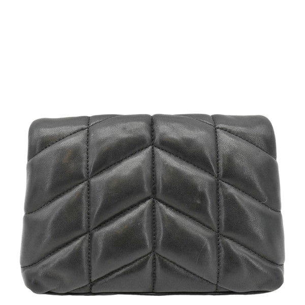 YVES SAINT LAURENT Loulou Small Puffer Leather Pouch Black back look