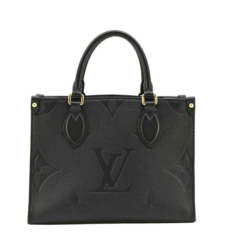 LOUIS VUITTON Onthego PM Monogram Empreinte Leather Tote Shoulder Bag Black