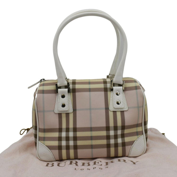 BURBERRY Classic Vintage Check Canvas Tote Bag Light Pink