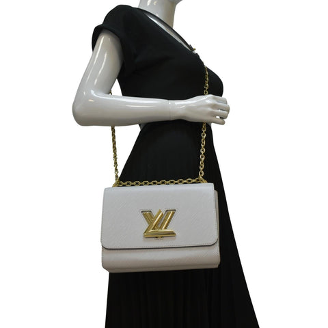LOUIS VUITTON MM Twist Epi Leather Chain Shoulder Bag White