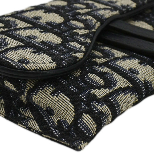 CHRISTIAN DIOR Nano Saddle Oblique Chain Wallet Navy Blue