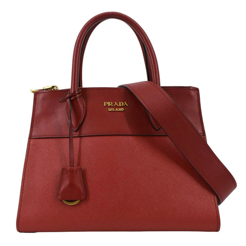 PRADA Paradigme Saffiano Leather Tote Shoulder Bag Red