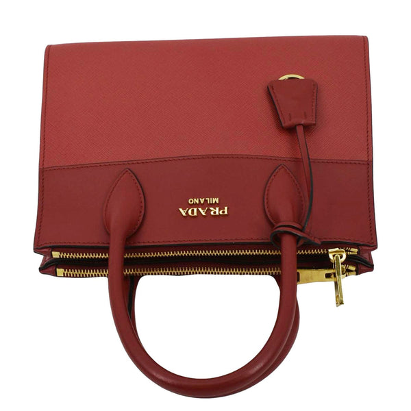 PRADA Paradigme Saffiano Leather Tote Shoulder Bag Red