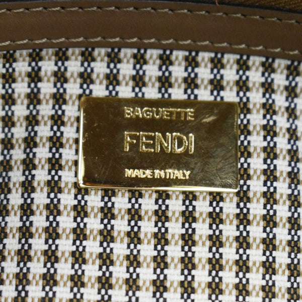 FENDI Houndstooth Baguette Zucca Wool Medium Shoulder Bag Olive