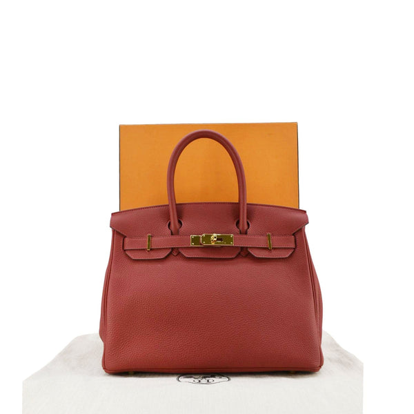 HERMES Birkin 30 Togo Leather Tote Bag Red 2020