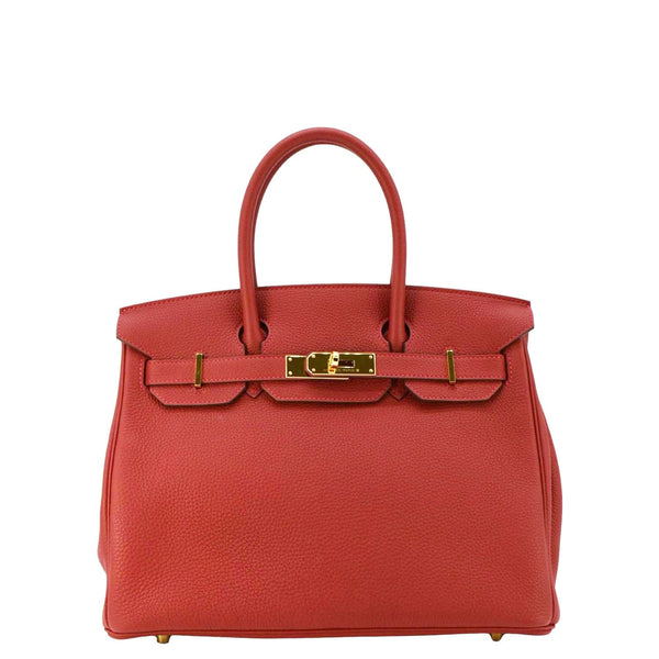 HERMES Birkin 30 Togo Leather Tote Bag Red 2020
