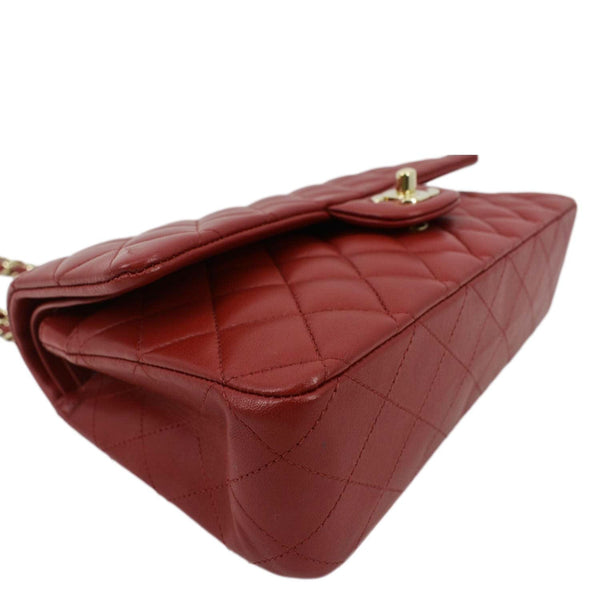 CHANEL Classic Medium Double Flap Quilted Leather Shoulder Bag Red