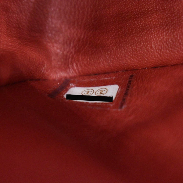 CHANEL Classic Medium Double Flap Quilted Leather Shoulder Bag Red