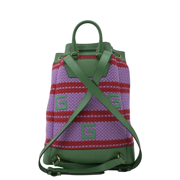 GUCCI Capri Striped Drawstring Woven fabric Bucket Backpack Bag Multicolor 663665