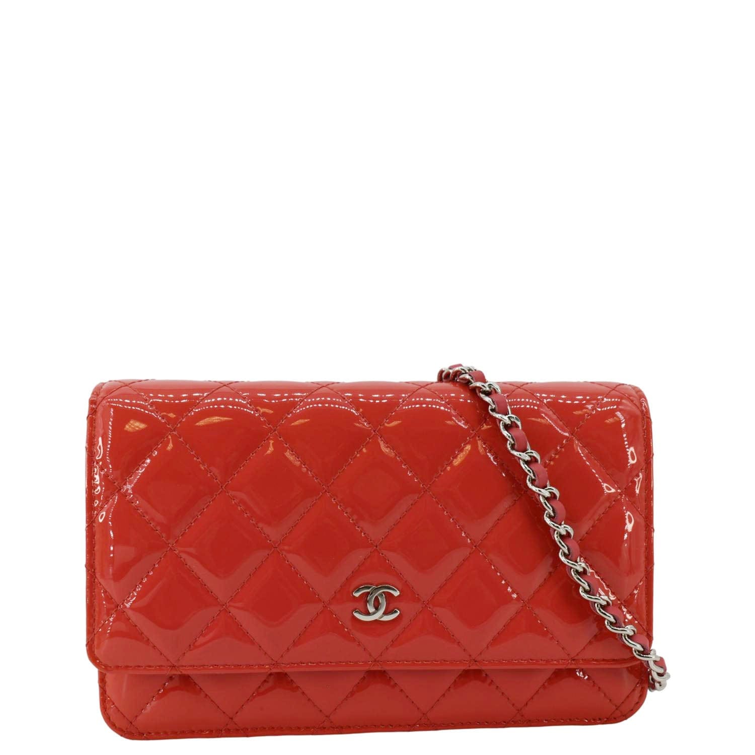CHANEL WOC Quilted Patent Leather Red Crossbody Bag