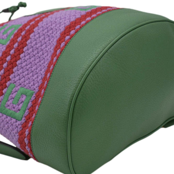 GUCCI Capri Striped Drawstring Woven fabric Bucket Backpack Bag Multicolor 663665