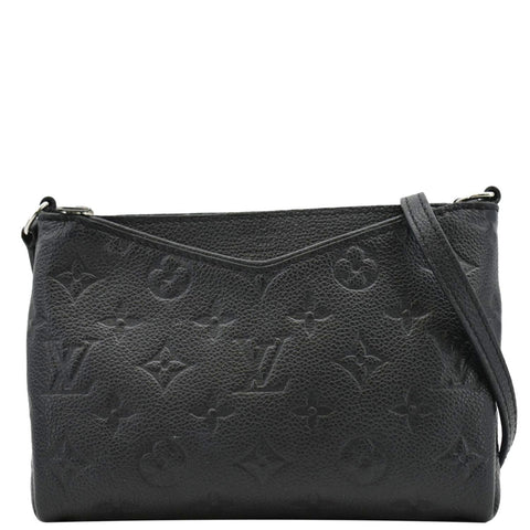 LOUIS VUITTON Pallas Monogram Empreinte Clutch Crossbody Bag Black