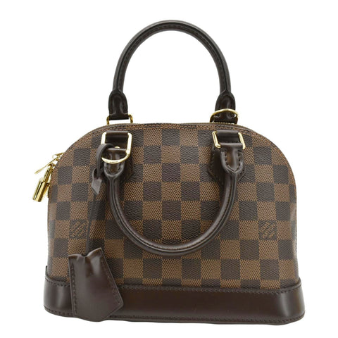 LOUIS VUITTON Alma BB Damier Ebene Satchel Bag Brown
