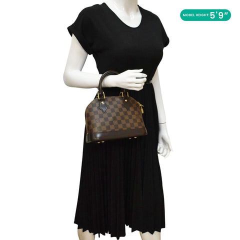 LOUIS VUITTON Alma BB Damier Ebene Satchel Bag Brown