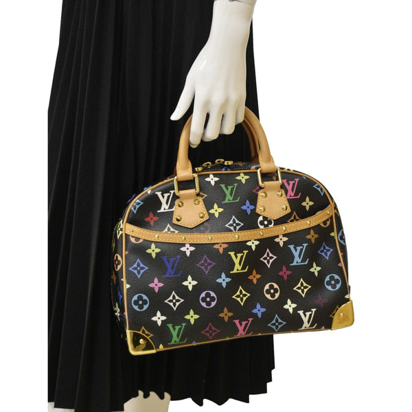 LOUIS VUITTON Trouville Multicolor Monogram Canvas Satchel Bag Black