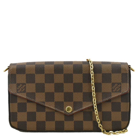 LOUIS VUITTON Felicie Damier Ebene Pochette Crossbody Bag Brown