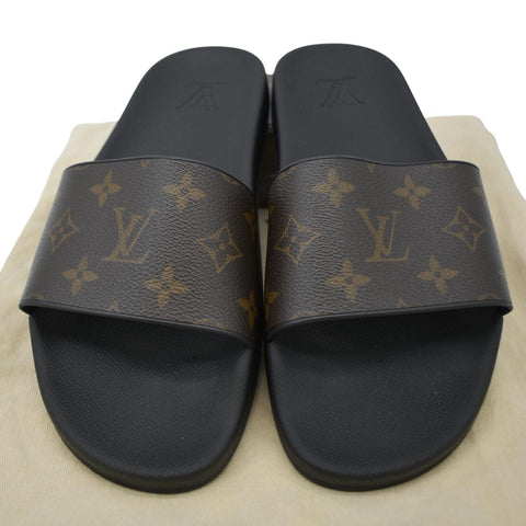LOUIS VUITTON Sunbath Monogram Canvas Slide Sandals Brown US 6