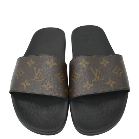 LOUIS VUITTON Sunbath Monogram Canvas Slide Sandals Brown US 6
