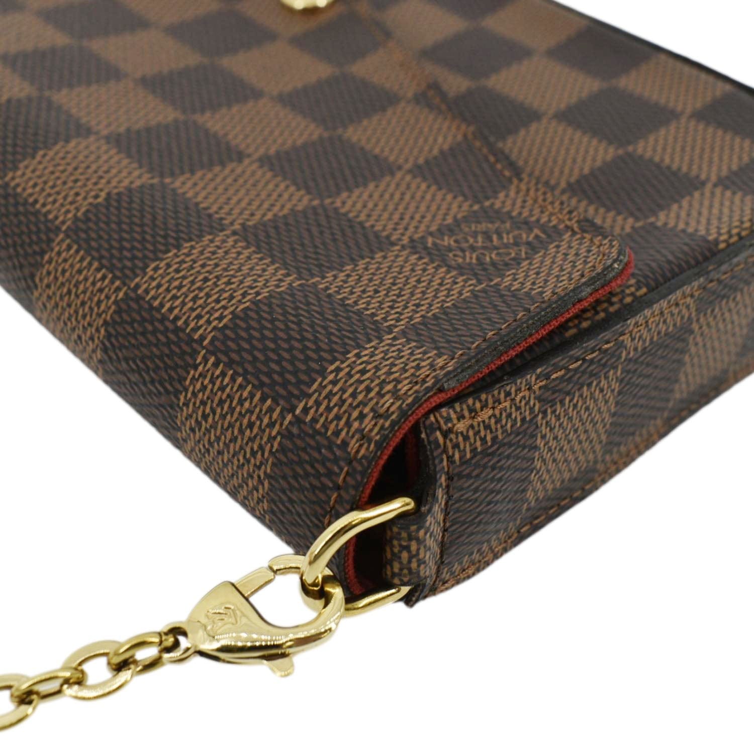 LOUIS VUITTON Felicie Damier Ebene Pochette Crossbody Bag Brown