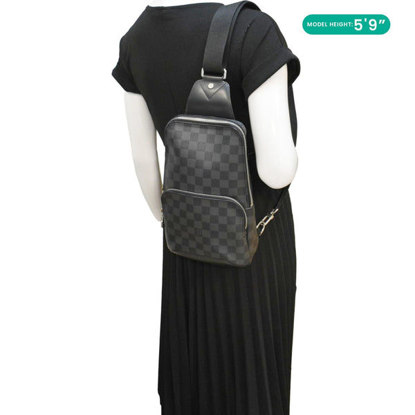 LOUIS VUITTON Avenue Sling Damier Graphite Backpack Bag Black dummy look