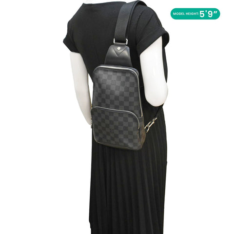 LOUIS VUITTON Avenue Sling Damier Graphite Backpack Bag Black dummy look