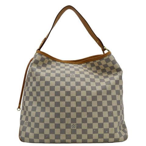 LOUIS VUITTON Delightful MM Damier Azur Hobo Shoulder Bag White