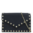 VALENTINO Rockstud Leather Wallet On Chain Crossbody Bag Navy Blue