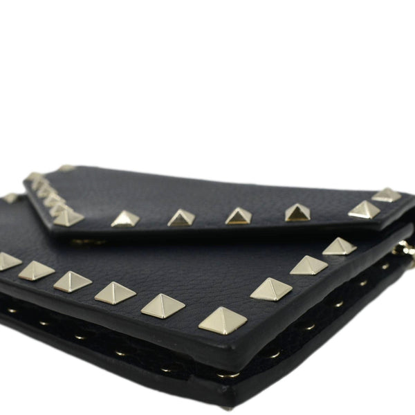 VALENTINO Rockstud Leather Wallet On Chain Crossbody Bag Navy Blue