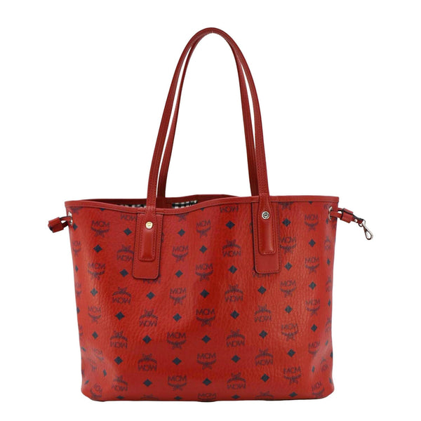 MCM Reversible Liz Large Visetos Canvas Shopper Tote Bag  Red