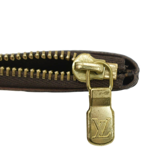 LOUIS VUITTON Brown Coin Case lower rightborder view  unzip view
