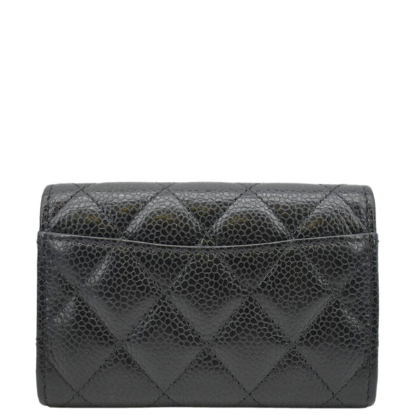 CHANEL Black Quilted Caviar Leather hand bag back view