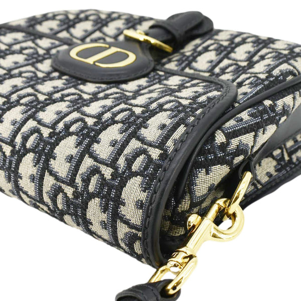 CHRISTIAN DIOR Bobby Medium Oblique Jacquard Canvas Crossbody Bag Navy Blue