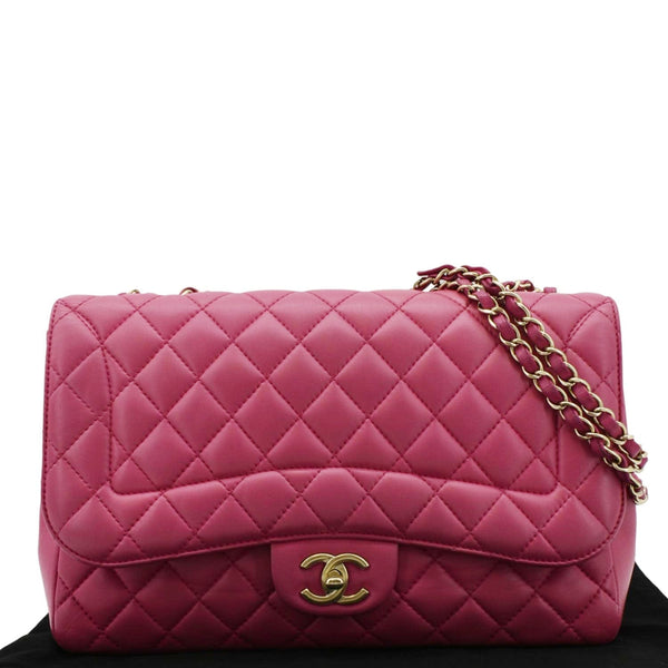 CHANEL Mademoiselle Chic Flap Leather Shoulder Bag Pink front side